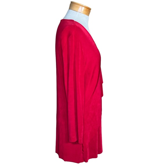 Chico’s Travelers V-Neck Red Layered Front Slinky Jersey Tunic Top Size 2 = L/12 - Picture 6 of 11